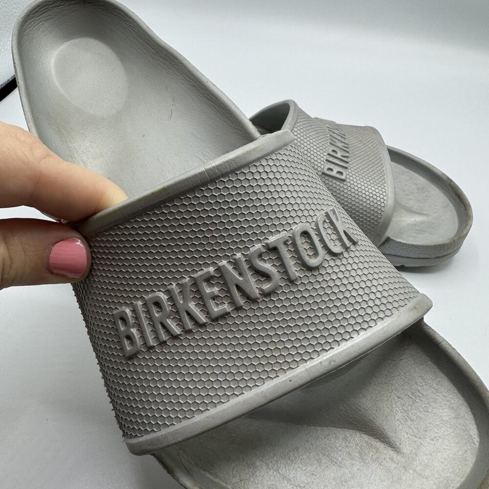 Birkenstock Barbados Eva Size M10 W12 EU43 Slide On Silver Comfort Sandals - Picture 8 of 10